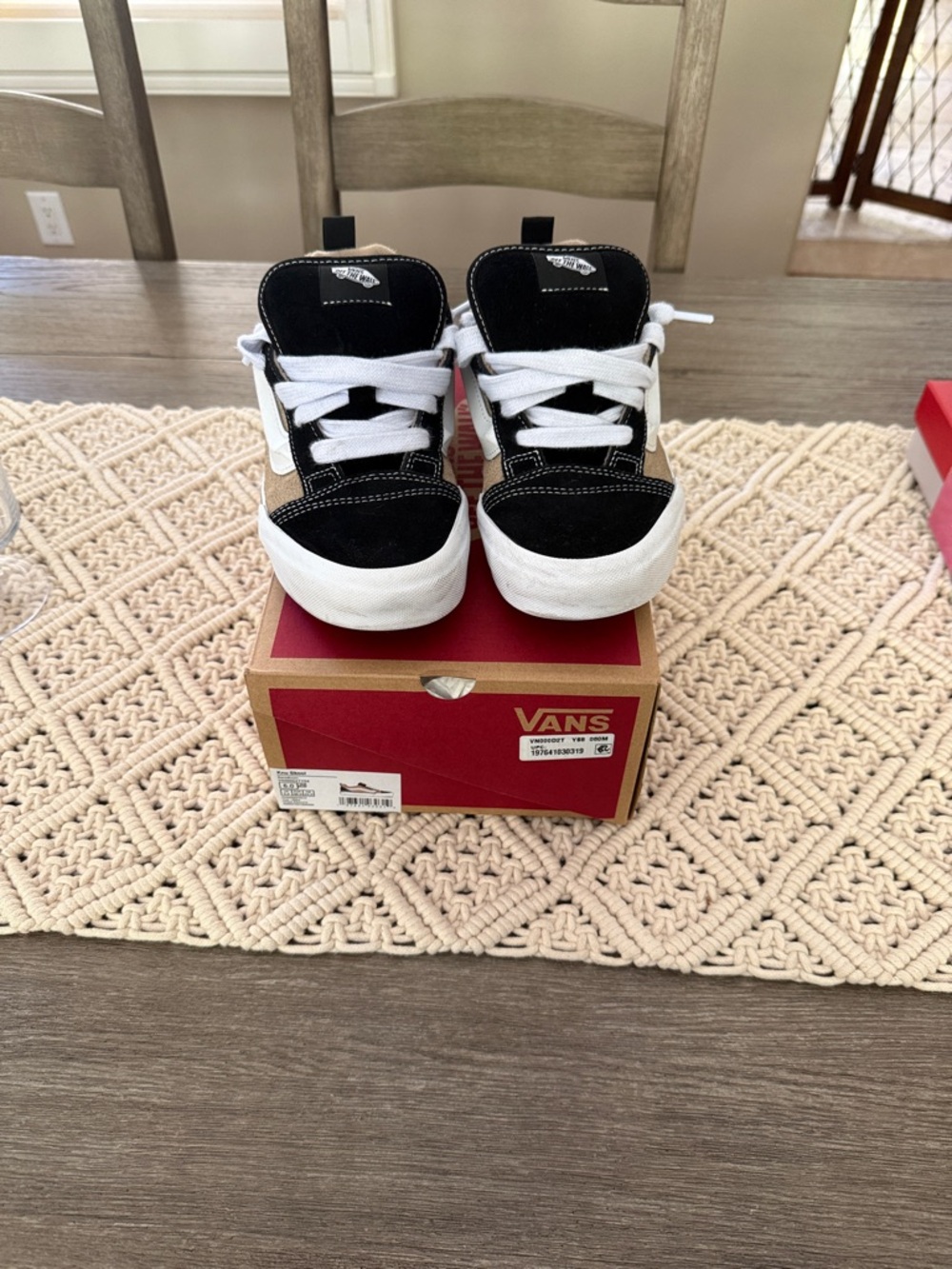 Vans Kids Black, Brown and White Suede/Canvas Sneakers